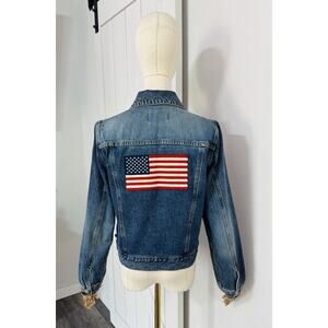 Vintage Polo Jeans Co. Ralph Lauren Women Size Xs/S Denim Jacket Flag Y2K 90's